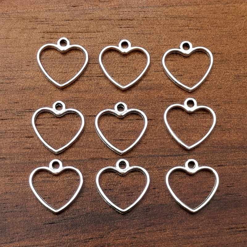 51pcs Small Heart Charm Pendants for Handmade Jewellery